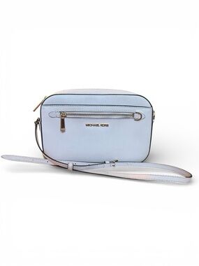 Michael Kors Light Pink Saffiano Leather Crossbody Camera Bag Gold Tone